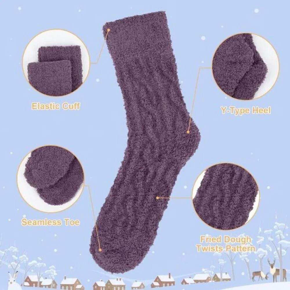 7-Pair Women’s Fuzzy Socks Cozy Warm Fluffy Christmas Gift Set
